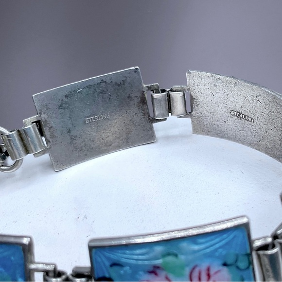 🌺Vintage Sterling Guilloche Enamel Bracelet - Picture 9 of 16